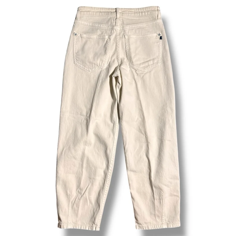 Pilcro Anthropologie The Breaker Pants Cream Boho Retro Barrel Leg 25 (28x26)